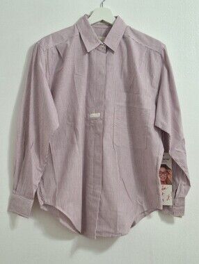 Vintage NWT Men's Casual Thin-Striped Button-Down Shirt - Raspberry